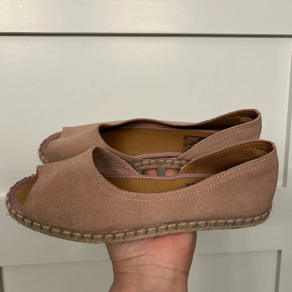 Miz Mooz Rose Suede Peep-Toe Espadrille Flats Size 38